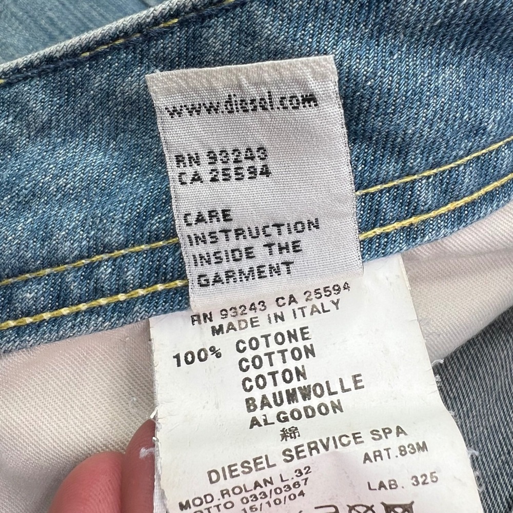 Diesel Rolan Jeans Mens 38x30 Blue Medium Wash Straight Leg Made In Italy Denim - Picture 12 of 15